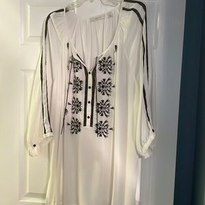 White with black trim tunic